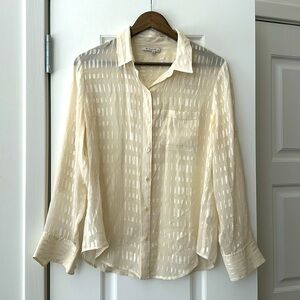 Broadway & Broome Cream Sheer Button Down